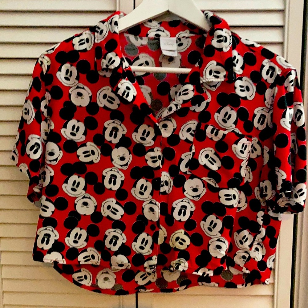 Disney Mickey Mouse half button up shirt